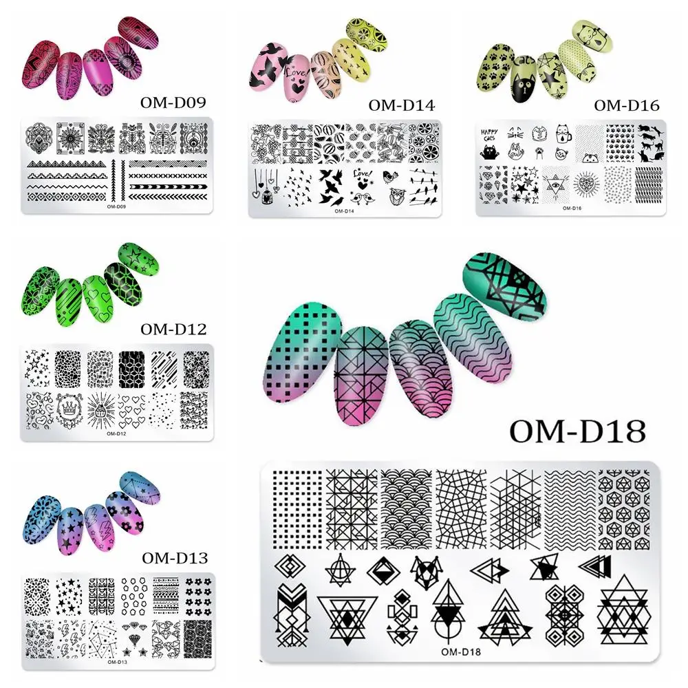 Ногтей штамповки пластины ногтей шаблон геометрии цветок кошка лист кружева кленовый отпечаток листика ногтей печать шаблон изображения