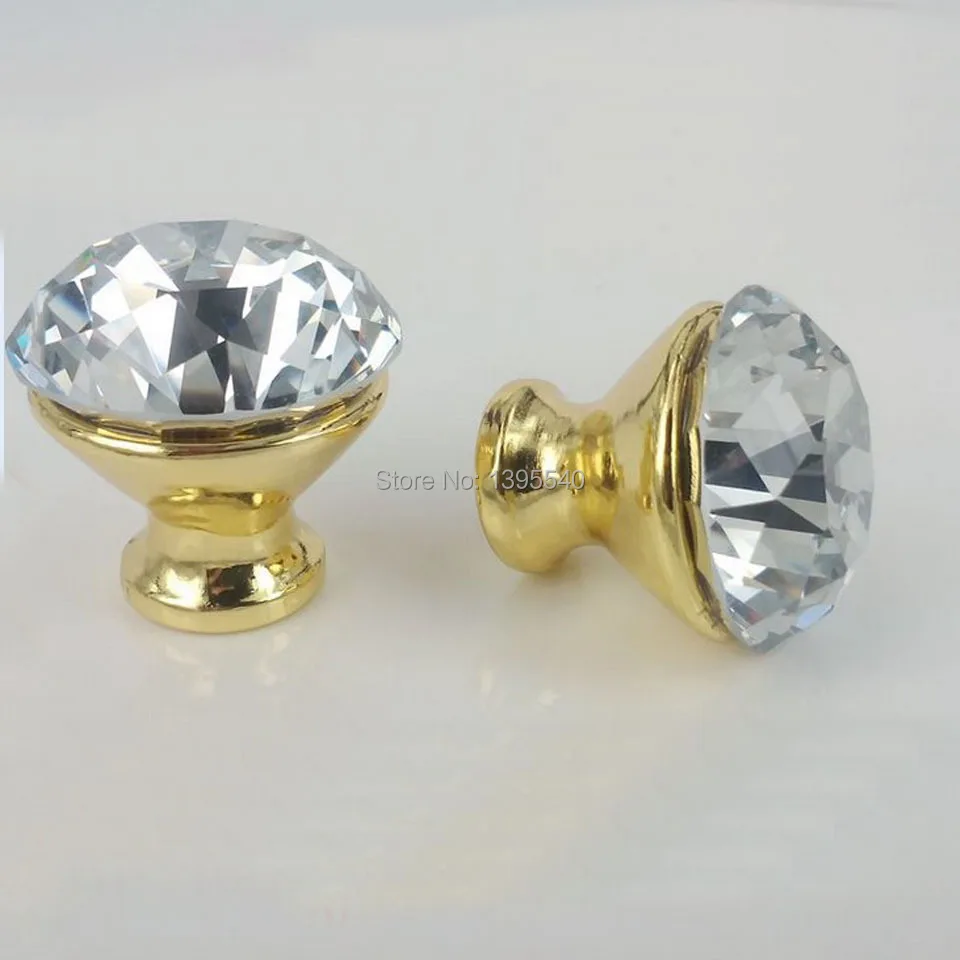 New 10pcs 30mm K9 Crystal Knobs Jewelry Box Drawer Pull