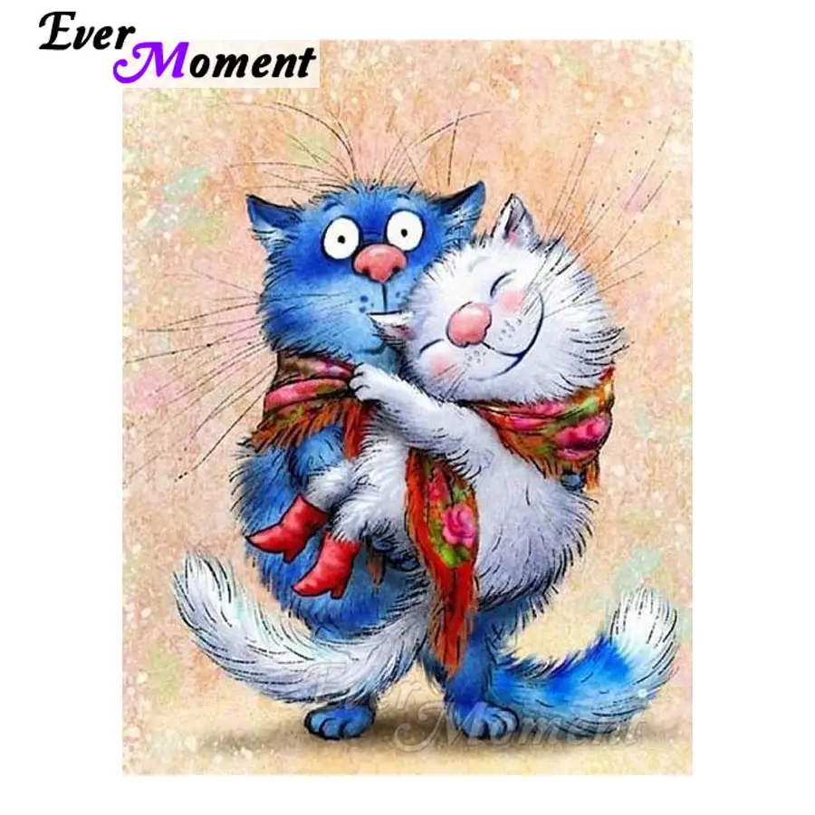 Ever Moment Алмазная картина Кошка Животное 5D Сделай Сам полностью квадратная Вышивка