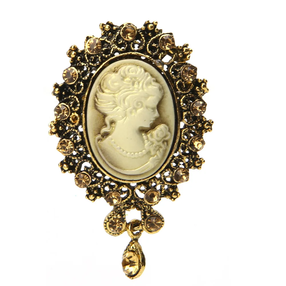 JAVRICK 1 PC Vintage Brooch Pins Female Brand Jewelry Queen Cameo