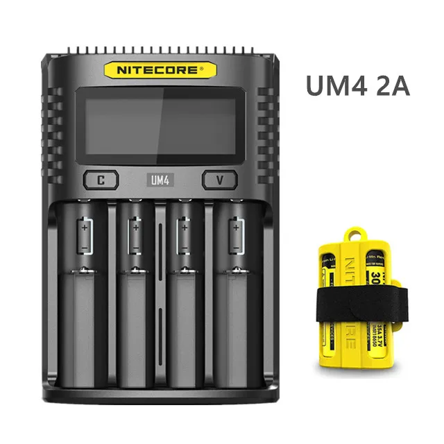 Nitecore UM4 USB Четыре слота QC зарядное устройство интеллектуальная схема глобальная страховка Li-Ion AA 18650 14500 16340 26650 зарядное устройство - Цвет: UM4 and Case