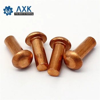 

500Pcs GB867 M1.5/M2*L Copper Rivet Pan Head Solid Rivets Brass Half Round Solid Rivet Cap Nail 3-10mm Length 1.5/2mm Diameter