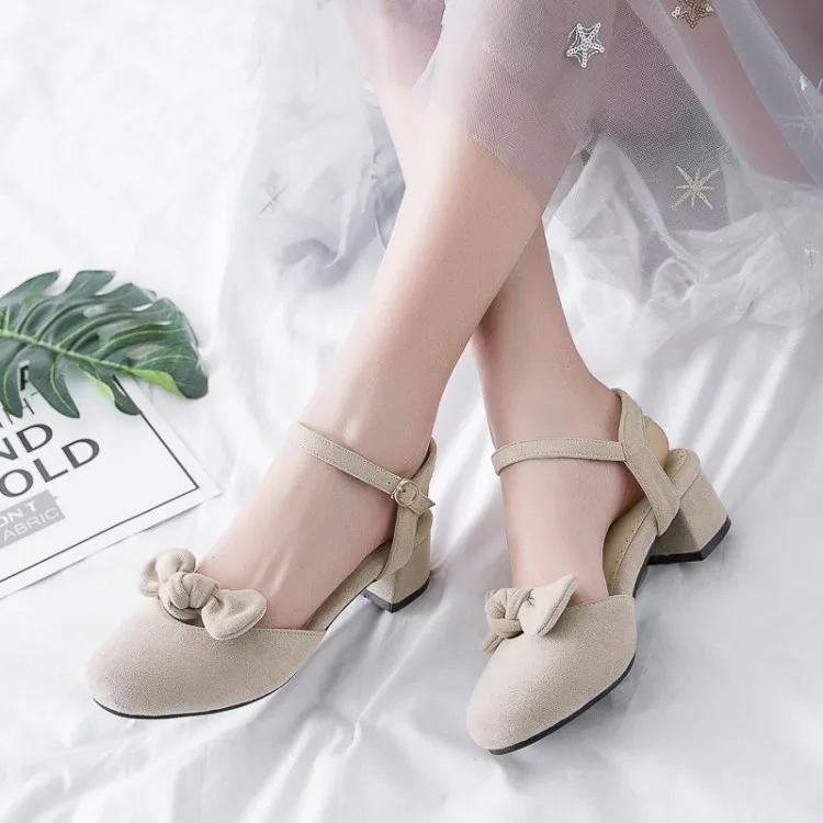 

FERLENZ Big Size 8 9 10 11 12 Sweet bow-tie casual shoes with thick heels