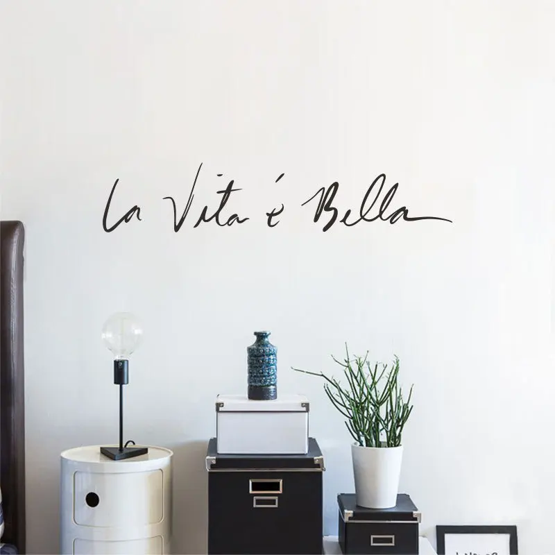 

Vintage Wall Stickers Life Is So Beautiful Ins Italian Byword Wall Stickers For Livingroom Cosmetic Mirror Home Wall Decor