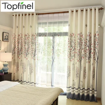 

Tree Pattern Faux Linen Window Curtains for Living Room Bedroom Decorative Kichen Door Curtain Panel Drapes Window Treatment