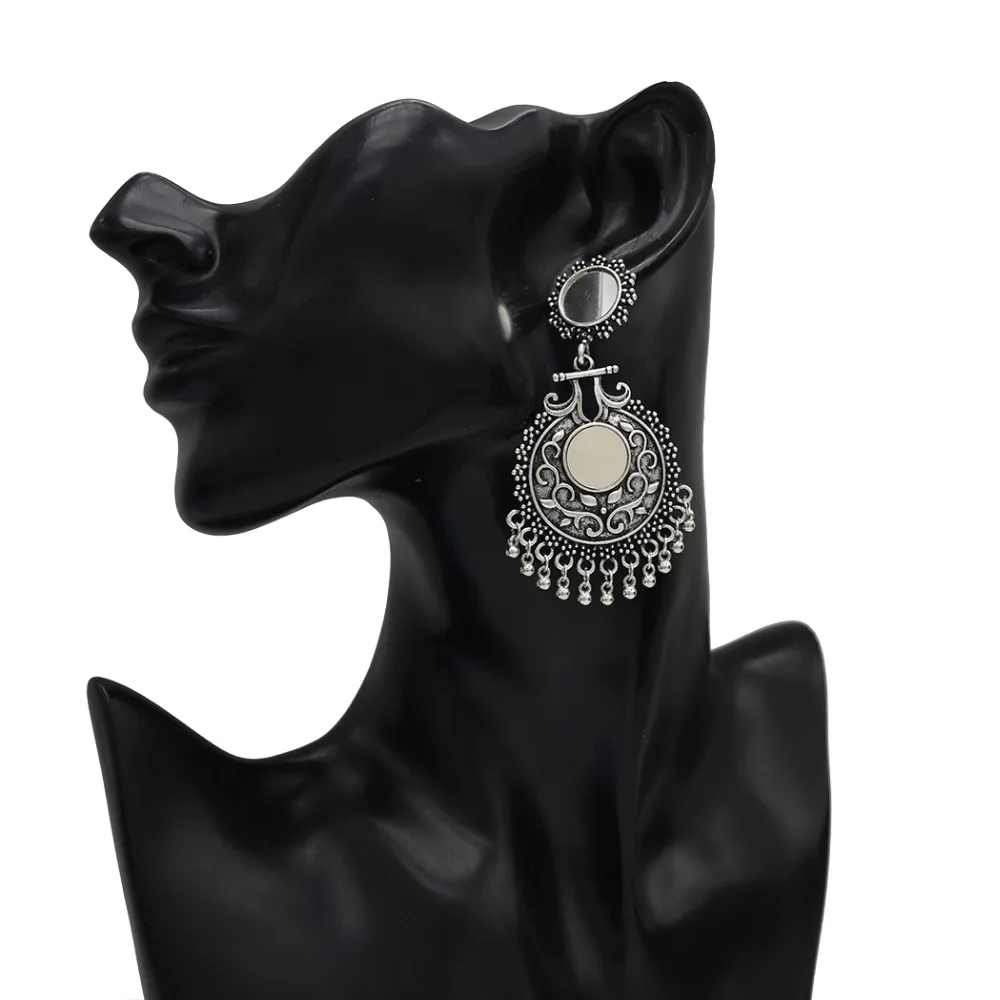 

Gypsy Afghan Women Vintage Silver Boho Dangle Earrings Ethnic Bohemia Long Drop Earring Tribal Geometric Tassel Jewelry Brincos