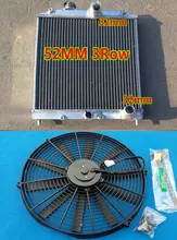 Venta caliente 3ROW 52MM radiador de aluminio para 1992-2000 Honda CIVIC EG EK B16 B18 DEL SOL/INTEGRA Manual y 12''FAN 93 97 95