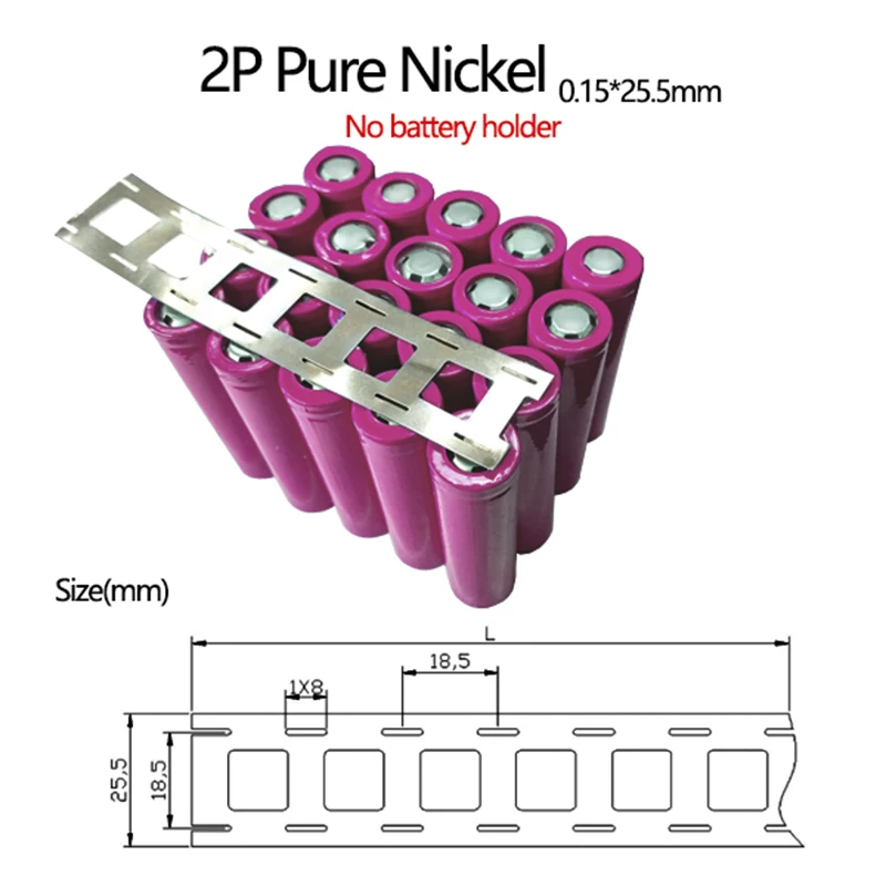 18650 батарея никелевая полоса 2P 0,15*25,5 мм высокой чистоты Чистый Никель для 18650 литиевой батареи сварочная Соединительная лента никелевый ремень