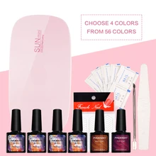 Phoenixy 15 шт./лот гель для полировки ногтей SUNmini 6 Вт Светодиодная лампа Сушилка для ногтей 4 цвета Базовое покрытие для гель-лака верхнее покрытие Набор для маникюра