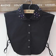 Мода накладные африканские бусы и горный хрусталь женщины воротник Корейский сладкий """кукольный"" воротничок" Ретро Черный и белый цвета ложным воротник диких