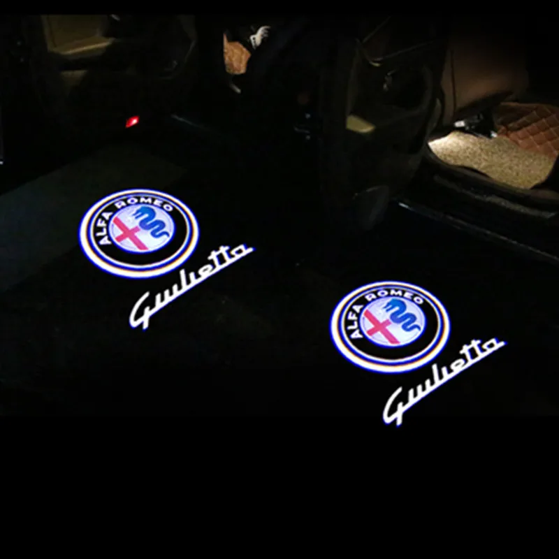 2 шт. для Alfa Romeo светодиодный двери автомобиля Добро пожаловать светильник Logo проектор Giulia Giulietta Mito Stelvio Brera 147 156 159 157 GT стайлинга автомобилей