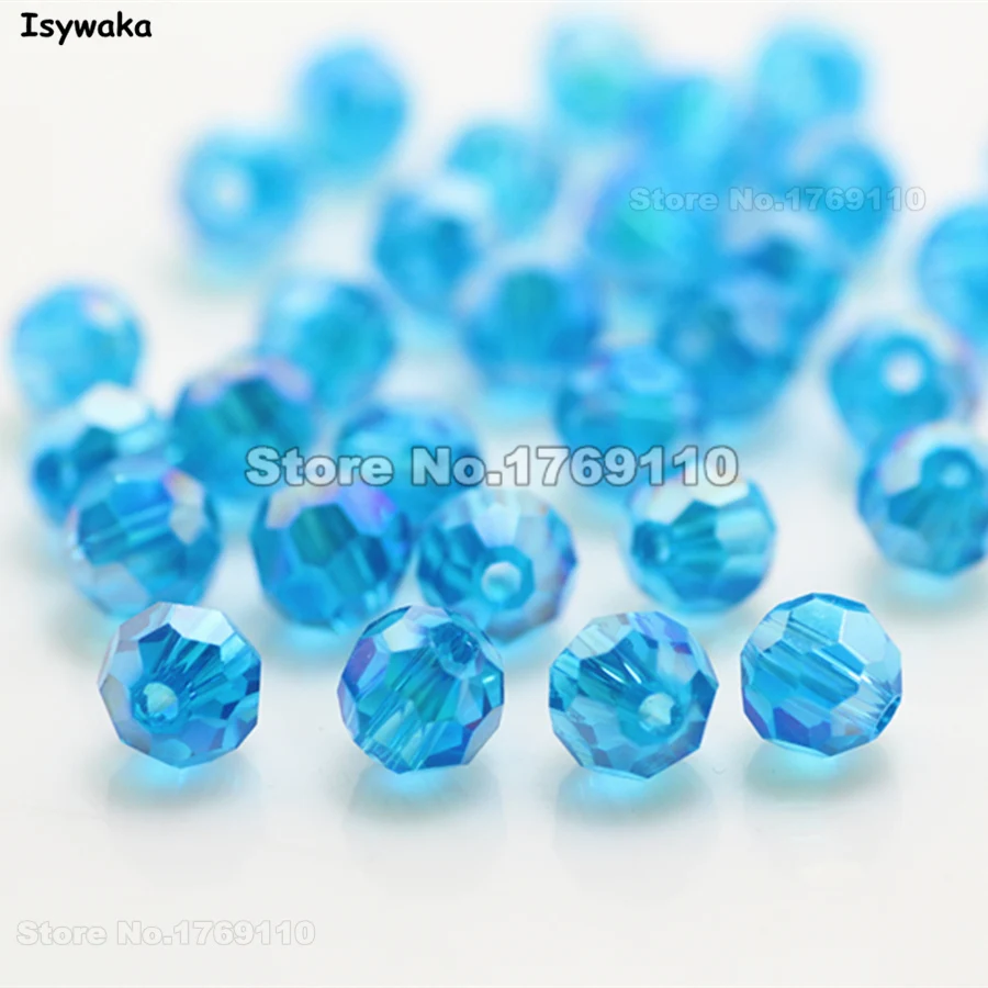 100pc Lake Blue AB Jewelry Faceted Crystal beads 4*6mm