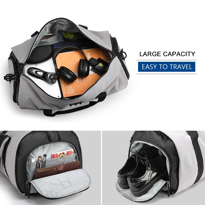 OZUKO многофункциональная Большая вместительная мужская дорожная сумка, водонепроницаемая сумка для путешествий, сумка для хранения, ручная сумка для багажа с мешочком для обуви