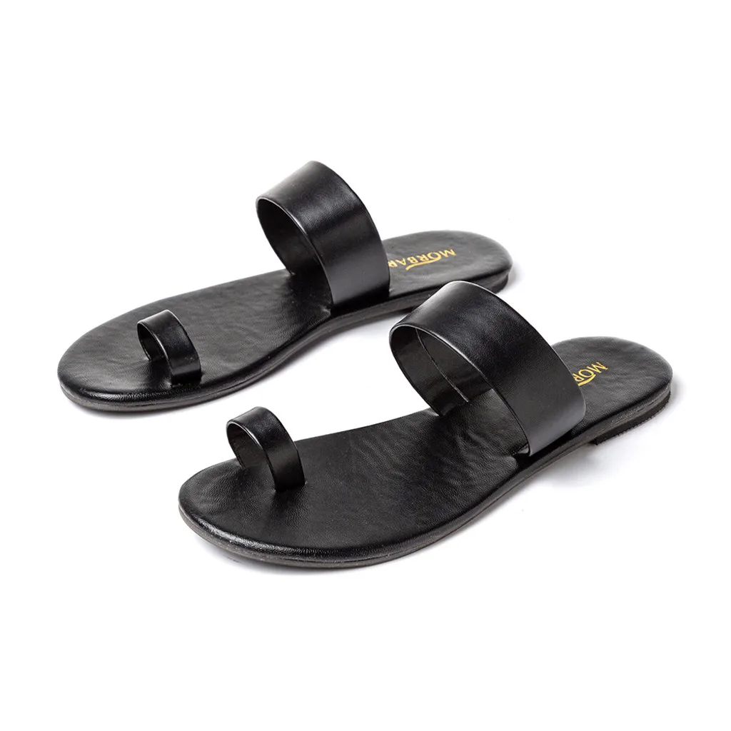 

Women's Ladies Spring Summer Solid Flat Heel Slippers Beach Sandals Roman Shoes Patchwork Rubber Round Toe Outdoor 2019