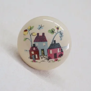 

Round Ceramic Knobs Children Door Handle Beige Porcelain Cartoon Drawer Knobs Dresser Knobs Furniture Hardware Cupboard