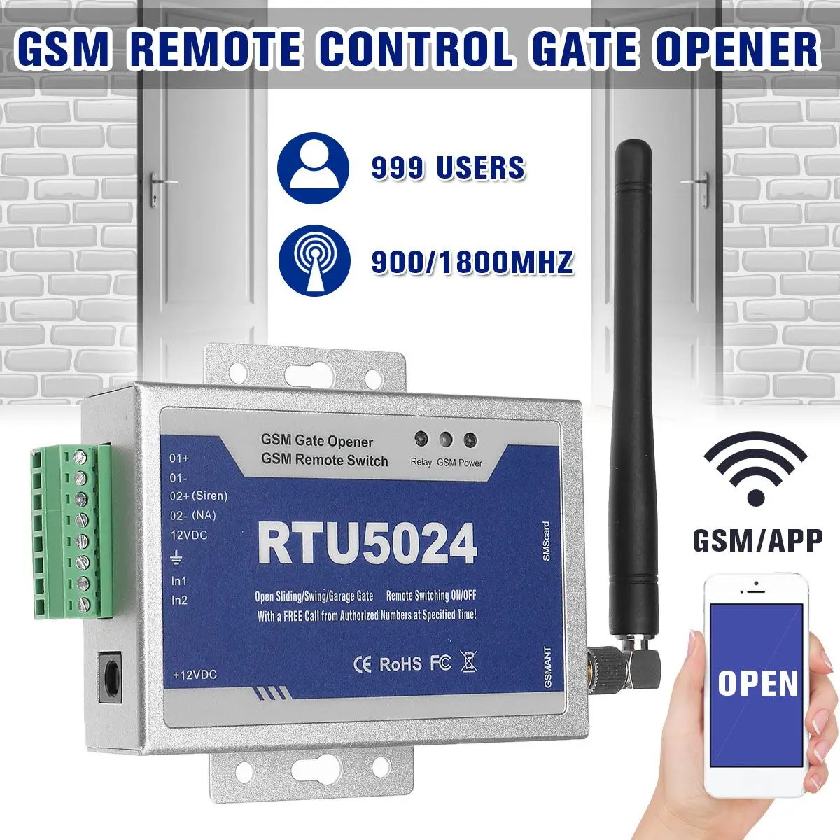 

RTU5024 Upgrade GSM Gate Opener Relay Switch Remote Control Door Access Wireless Door Opener 999 Users By Free Call 900/1800Mhz