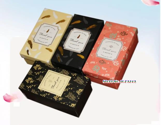 Бронзовая коробка для печенья, рождественское перо, романтическая Подарочная коробка для торта, шоколадный Маффин коробка для печенья, упаковка 100 шт./партия