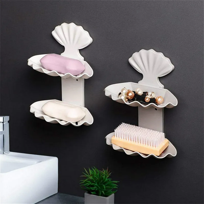 

Creative Double Layer Soap Holder Plastic Drainage Soap Storage Box Kitchen Bathroom Racks Hodler Non-slip Soap Tray Container