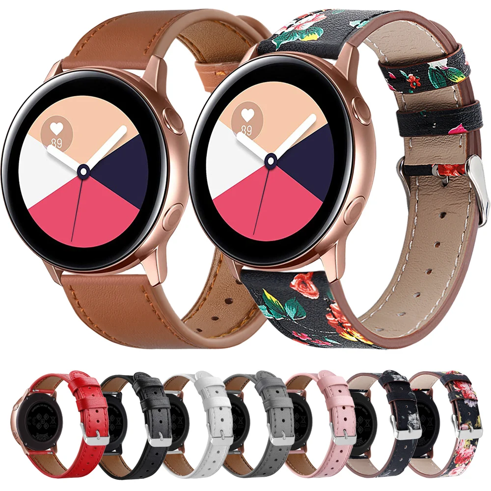 Кожаный ремешок для samsung Galaxy Watch активный ремешок 20 мм ремешки для часов кожаные ремешки для Galaxy Watch 42 мм Смарт-часы для женщин