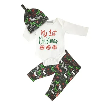 

Kids Christmas Baby Clothes Set Print Letter T-shirt+ Print Pants Fashion Girl Boy Clothes Set Children Clothing