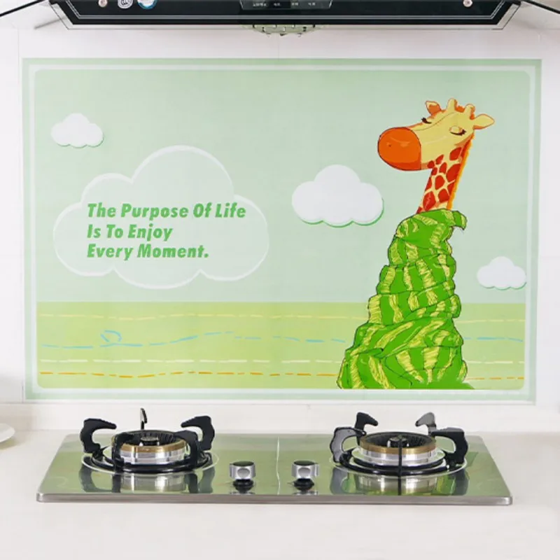 Кухня маслостойкие съемные наклейки на стену самоклеющиеся наклейки высокая температура мультфильм дыма водонепроницаемый наклейки украшения - Цвет: D