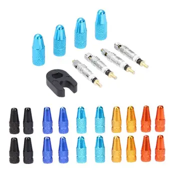 

4pcs Presta Valve Stem Caps+ 4pcs Valve Cores+ Wrench Bicycle Tool Kit For Bbicycles Cycling Accessation Tools High Quality