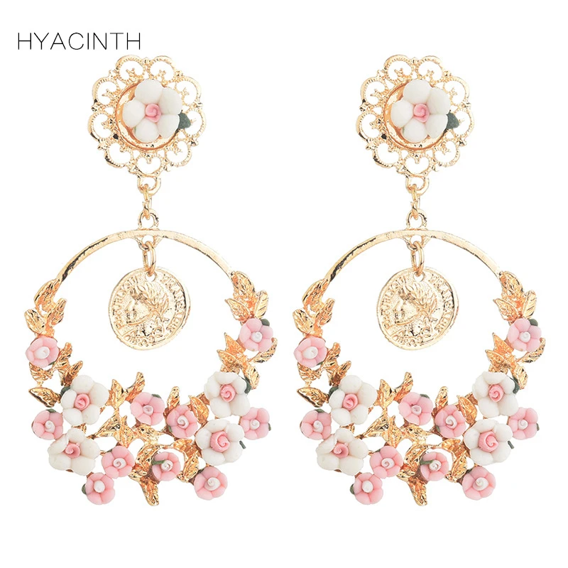 

Elegant Flower F Earrings Bijoux Sweety Colourful Petal Ear Circle Big Earrings Charm Brinco aretes de mujer modernos 2018