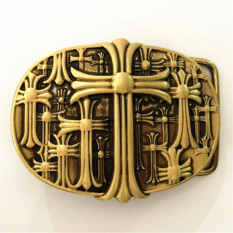 

Vintage Antique Pure Brass Copper Big Belt Buckle Cross Cowboy Mens Fashion Gift