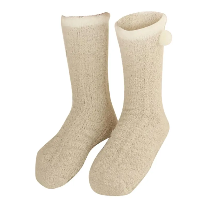 Winter Warm Mid-Calf Length Coral Velvet Socks Thicken Towel Fabric Floor Socks Harajuku Style Kawaii Velvet Sleep Meias  D17 (6)