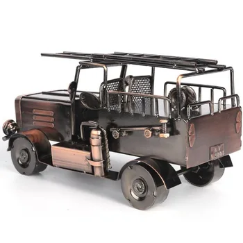 

Fire truck model iron crafts wine cabinet decorations fire engine