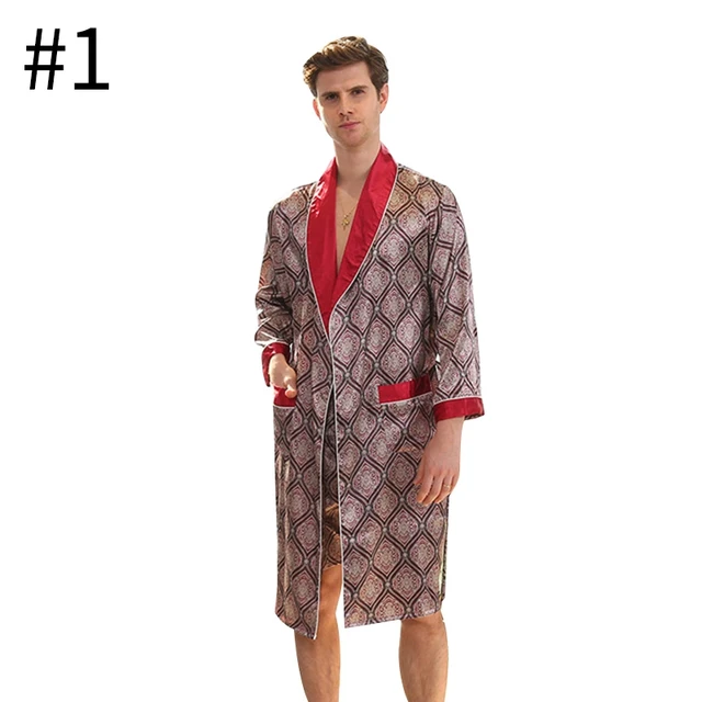 Autumn Men Boys Home Robes Male Printed Home Bathrobes Men Long Sleeves