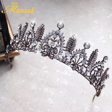 New Baroque Bronze Plated Tiara Rhinestone Leaf Tiara Vintage Crown Hair Accessories for Women Wedding Party Pageant Headdress