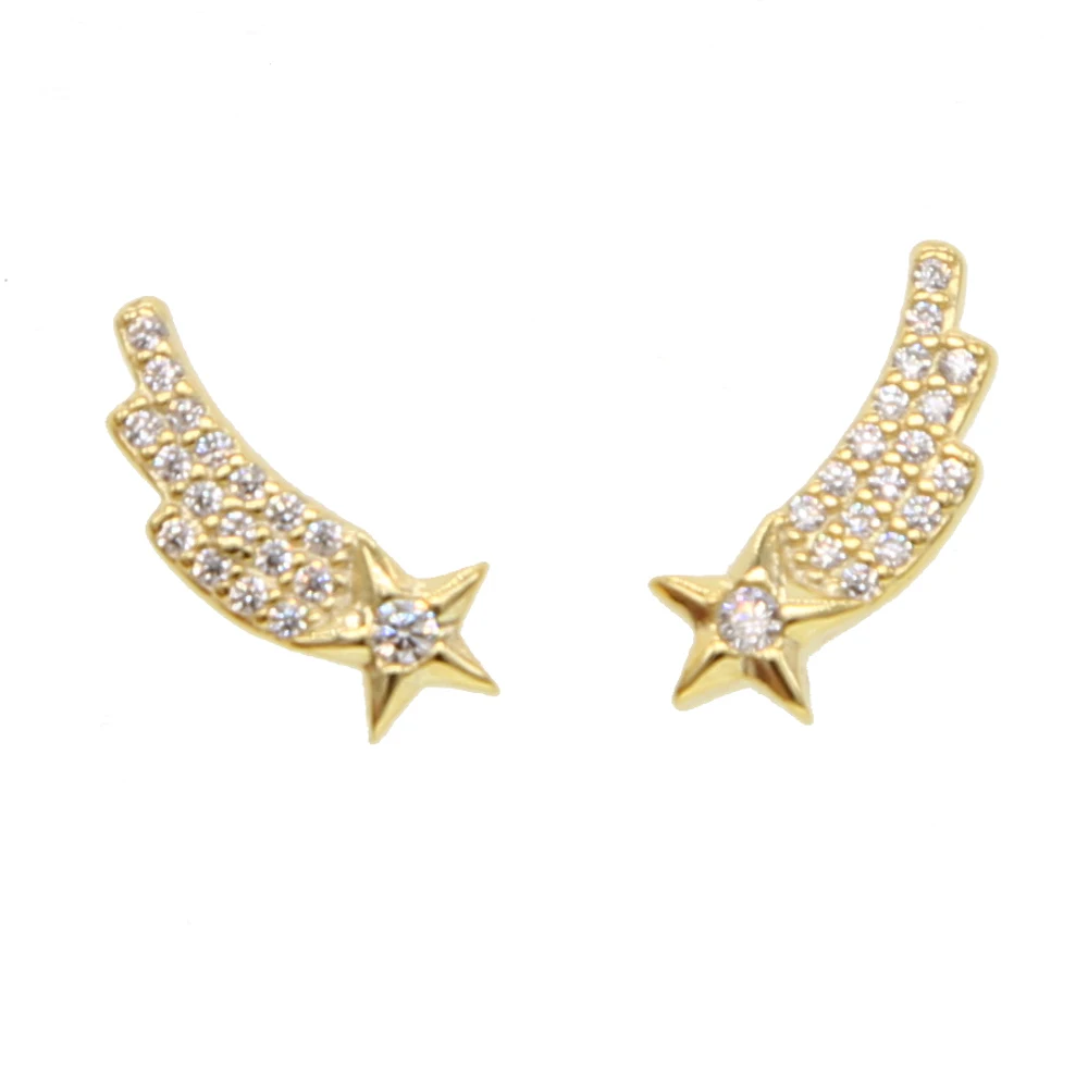 Модные женские туфли Золотая Звезда cz Кристаллические серьги Для женщин девочек 925 стерлингового серебра Минимальный очаровательные нежные Простые Ювелирные изделия для женщин