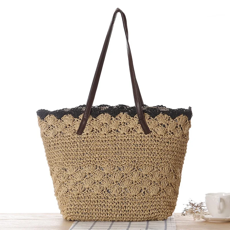 

WILIAMGANU Big Summer Beach Women Bags Flower Straw Tote Handbag 2019 Vacation Ladies Shoulder Bags Large Female Weave Knitting