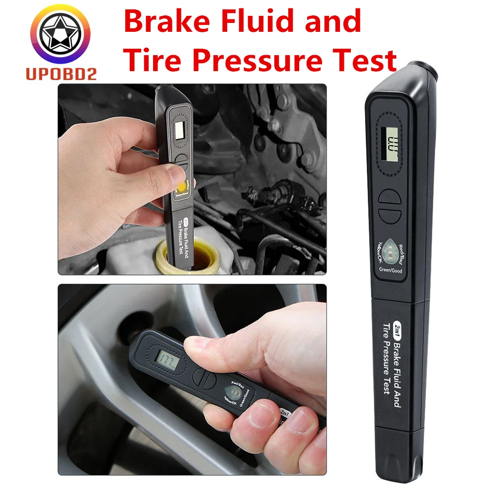 

Brake Fluid Tester Tire Pressure Test 2 in 1 Vehicle Oil Quality Check Pen Car Tire Pressure Auto Test Tool Car Diagnostic Tool