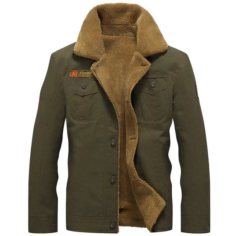 Зимняя военная куртка-бомбер, мужская куртка пилота ВВС MA1, куртки с флисовым меховым воротником, армейская тактическая мужская верхняя одежда, толстая размера плюс 5XL - Цвет: Army Green