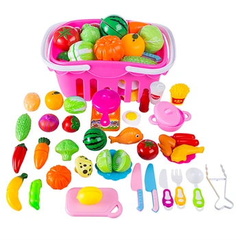 

38Pcs Funny Children Pretend & Play Toy Emulational Vegetables Fruits Cutting Kitchenware Set For Kids - Pink Hot Sale