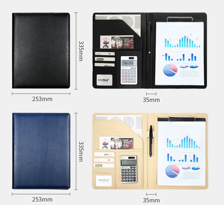 A4 искусственная кожа портфель Руководящий работник держатель для Портфолио biefcase Сумка для документов калькулятор с прищепкой петля для