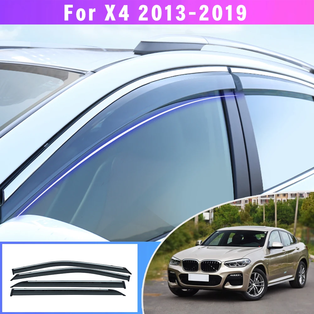 

For BMW X4 2013 2014 2015 2016 2017 2018 2019 Smoke car window visors sun Rain Guard Wind Sunny visor Deflectors
