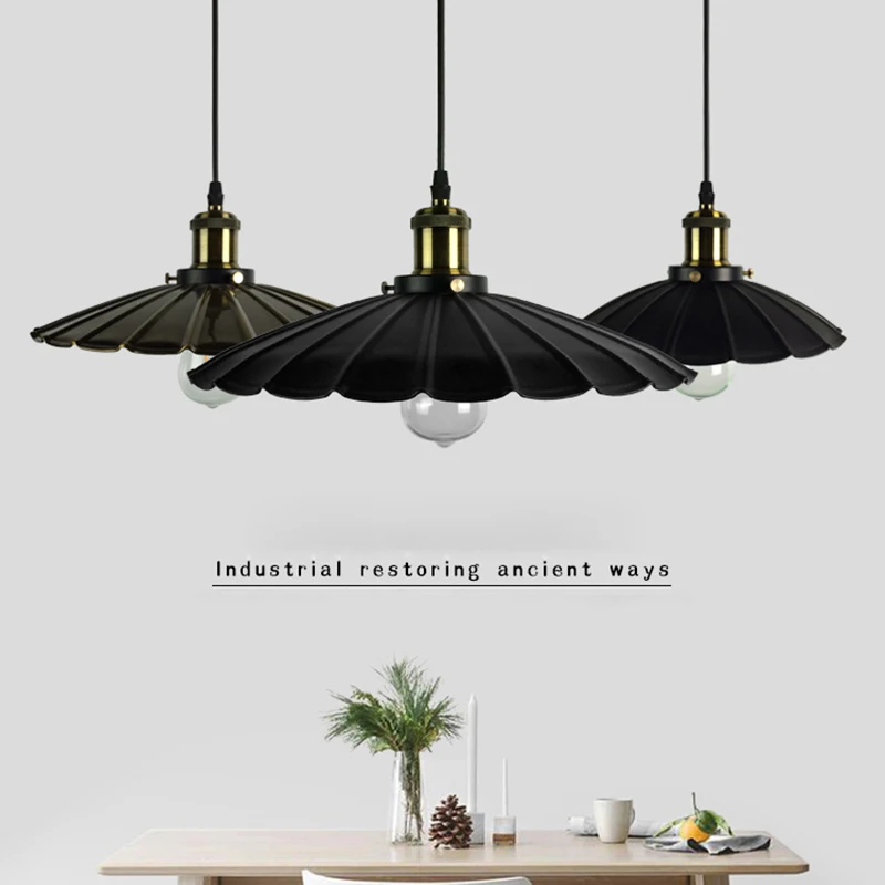 North American country suspension black pendant lamp vintage haning pendant light industrial loft lights lamparas home light (7)