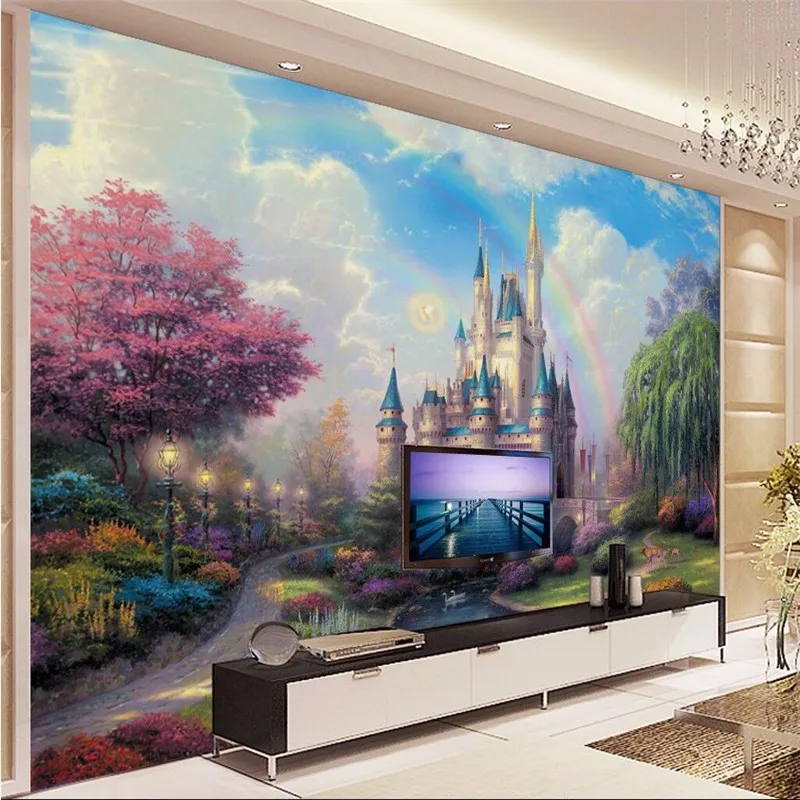 

beibehang bedroom living room TV wall background fantasy castle entrance Children's room kids wall decor photo wallpaper