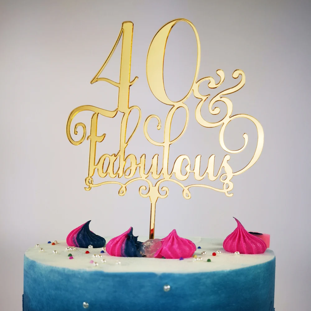 Personalized Happy Birthday Cake Topper, custom Fabulous age Birthday Cake Topper,color Wood  Birthday Party Decor Supplies (1)