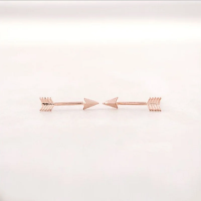 

Wholesale 30Pairs Korean Arrow Studs Earring Fashion Gold Pink Gold Color Earrings Female Love Jewelry Free Shipping