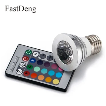 

E27 GU10 MR16 RGB LED Bulb 3W 16 Color Changeable Lamp LED E27 Spotlight+ 24Keys IR Remote Controller AC85-265V Holiday Lighting