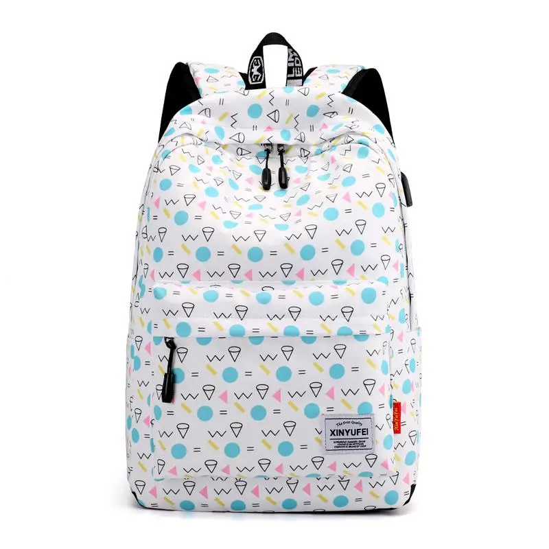 Школьные сумки с принтом для девочек-подростков; милые детские школьные сумки для девочек-подростков; женские дорожные рюкзаки; рюкзак rugzak - Цвет: geometric Backpacks