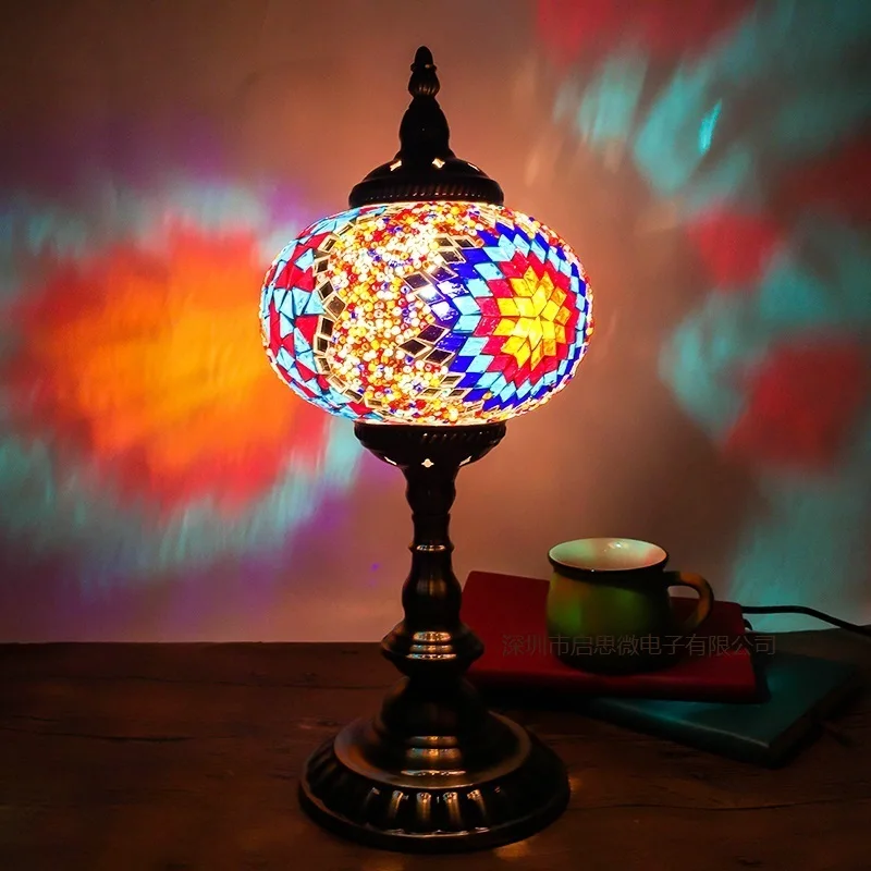 

Mosaic table lamp Mediterranean Sea Style stained glass table lamps Handmade Glass Lampshade mosaic lamp turkish light fixtures