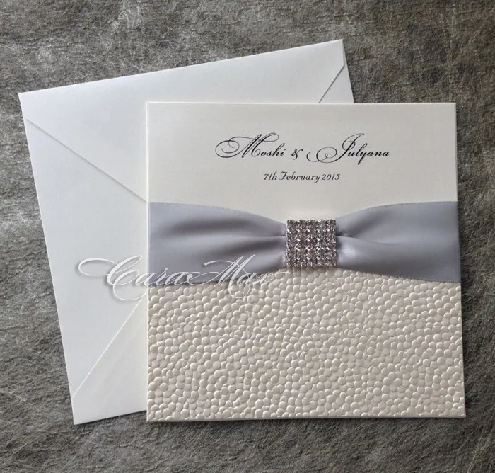 

CA0740 Elegant Off-white Embossing Wedding Invitation Cards