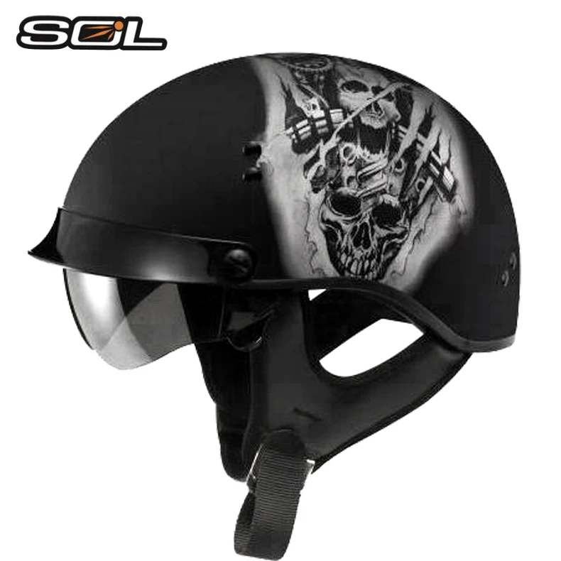 Мотоциклетный шлем SOL SH 1 защитный с открытым лицом в стиле ретро|helmet motorcycle|helmet