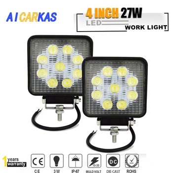 

AICARKAS 2 PCS 27W 4 Inch Square Spot Flood LED Work Light Bar 12V 24V Car SUV Truck Vehicle Boat Driving Work Lights Fog Lamp