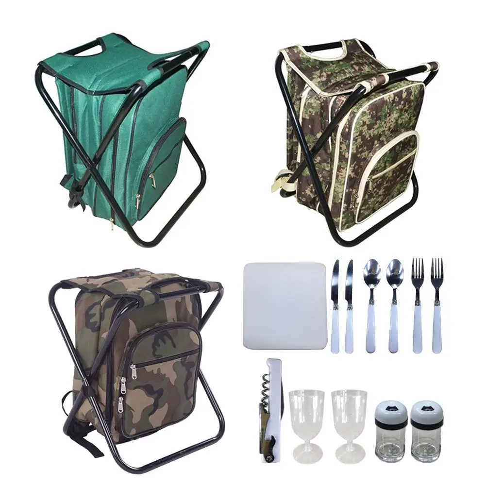 

Picnic Backpack Oxford Cloth Double-layer Insulation Bag Take-away Ice bag Outdoor Picnic Bag with Two-person Tableware